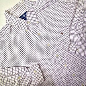 Polo Ralph Lauren Blake Button Down Shirt Purple Check‎ Mens XL Long Pony EUC